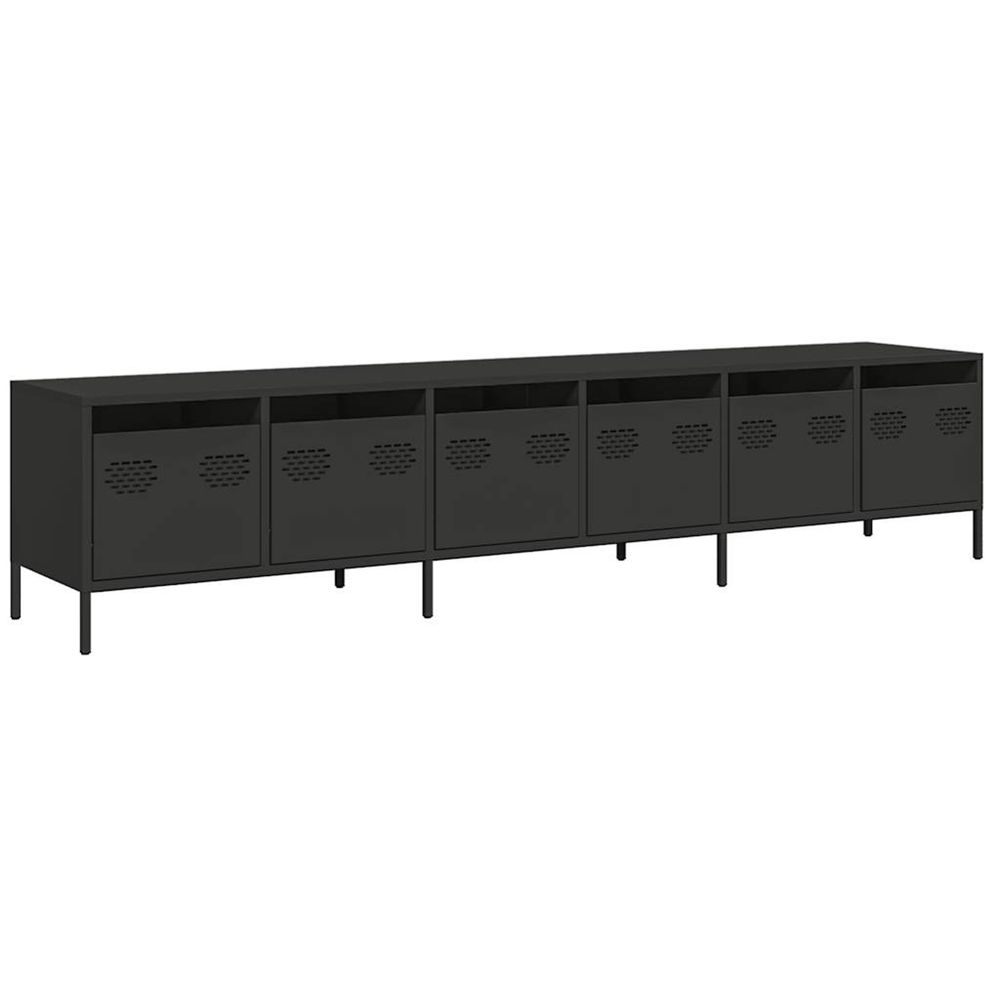 Meuble tv noir 202x39x43,5 cm acier laminé à froid