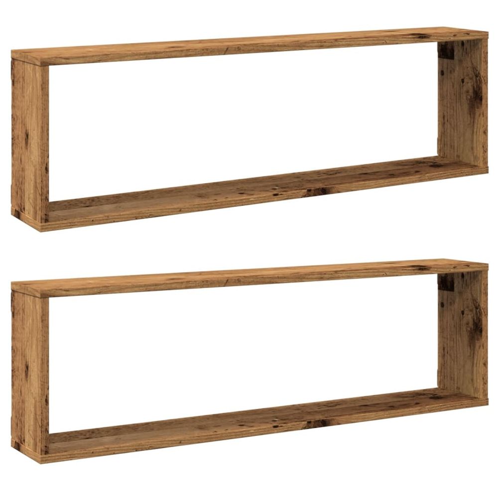 Étagères cube murales 2 pcs vieux bois 100x15x30 cm
