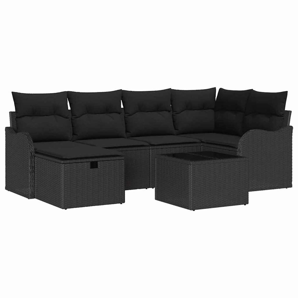 Ensemble de canapé de jardin 7 pc 6-nombre de places noir