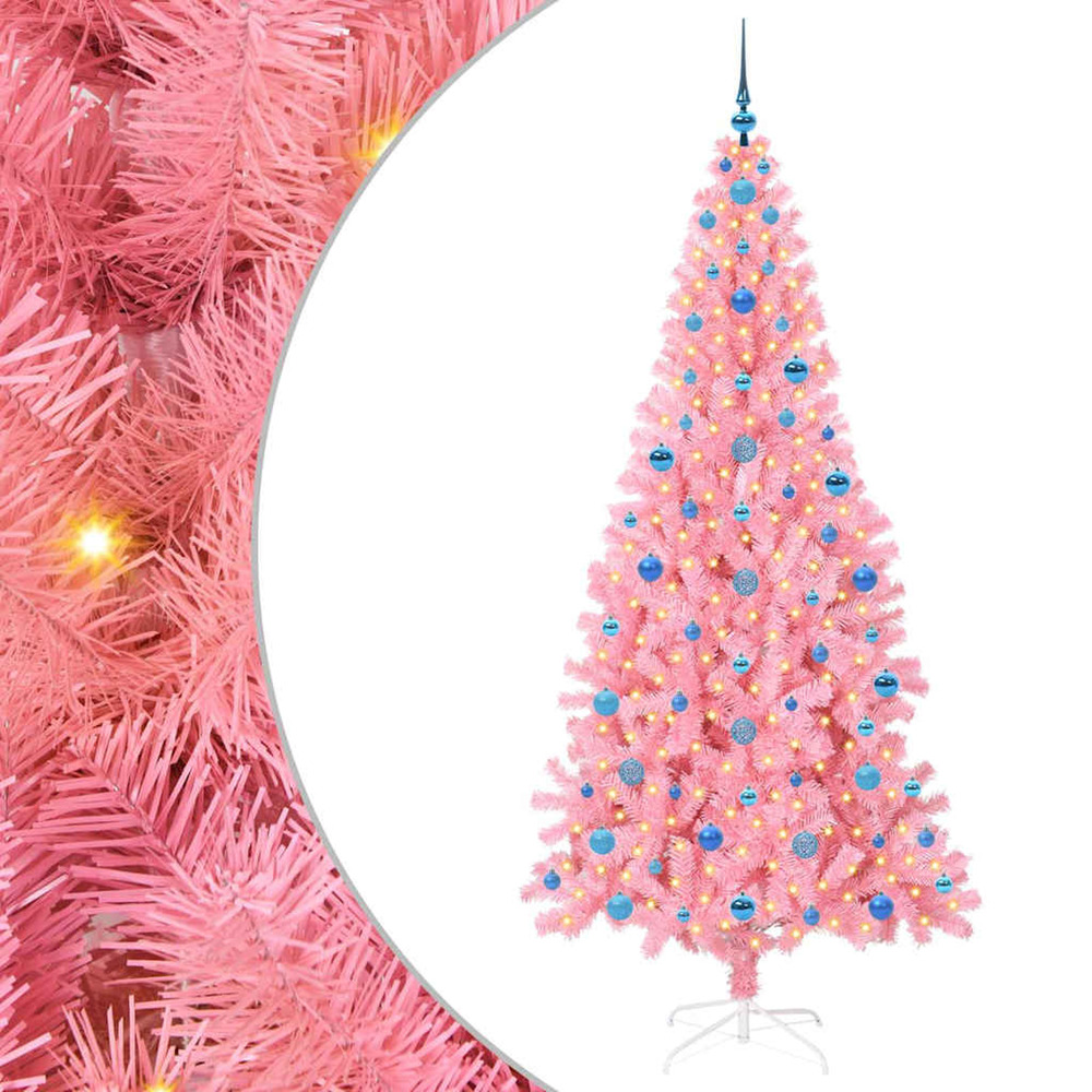 Sapin de noël avec 300 led avec support rose 210 cm pvc