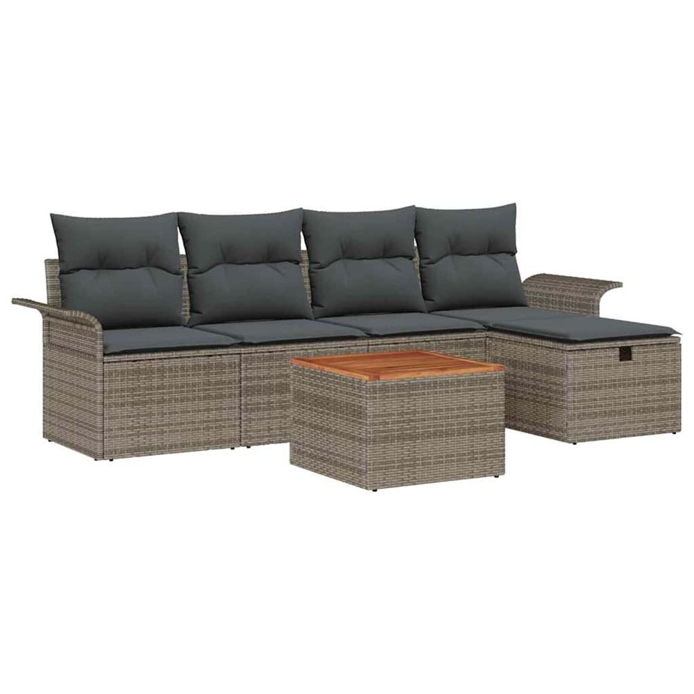 Ensemble de canapé de jardin 6 pc gris poly rotin
