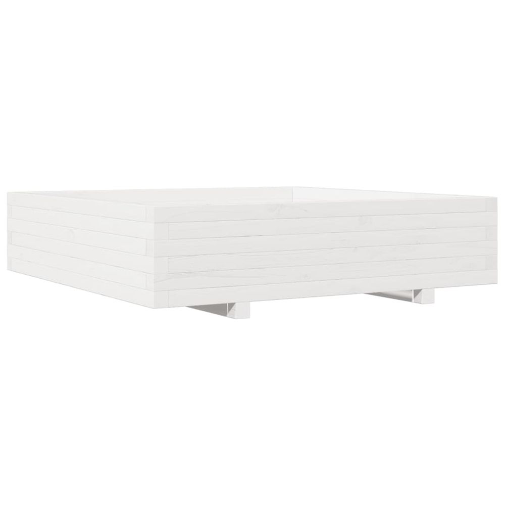 Jardinière d'extérieur blanc 100x100x26,5 cm bois de pin massif