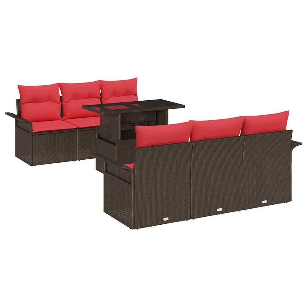 Ensemble de canapé de jardin 7 pc marron