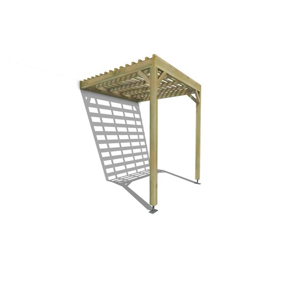 Pergola bois • 2m x 2m • adossée • sens profondeur • lattage bois • livraison comprise