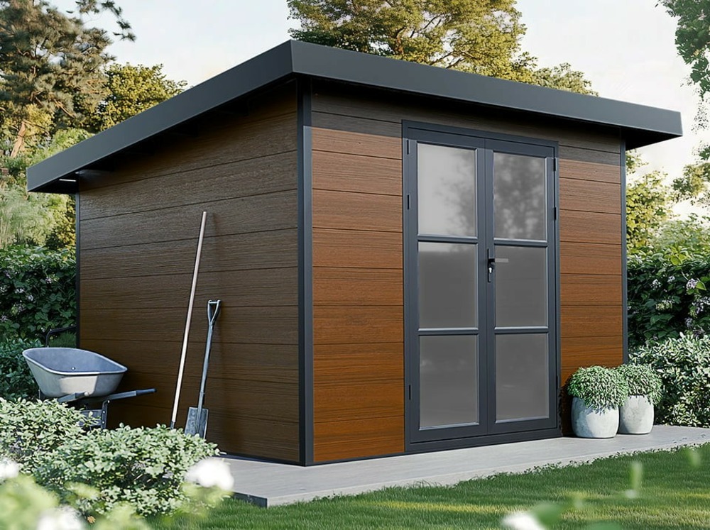 Abri de jardin composite alma - 9m2 brun - cabane de jardin