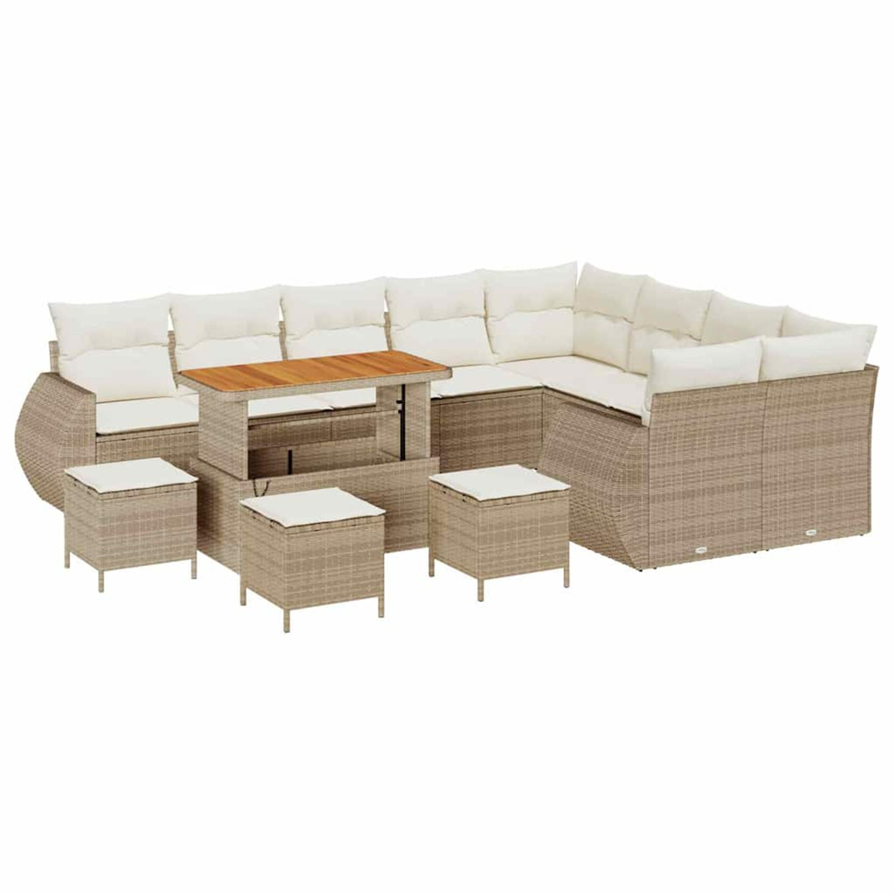 Ensemble de canapé de jardin 13 pcs beige polyrotin
