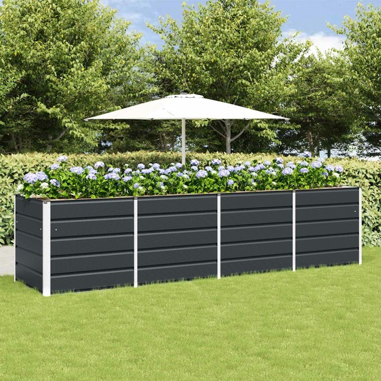 Jardinière anthracite 240 x 80 x 75 cm acier
