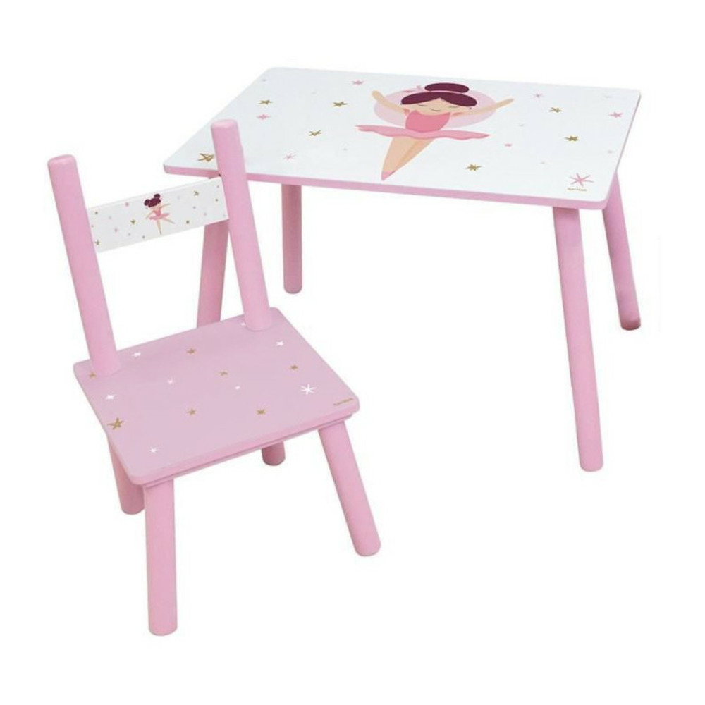 Fun house danseuse ballerine table h 41,5 cm x l 61 cm x p 42 cm avec une chaise h 49,5 cm x l 31 cm x p 31,5 cm - pour enfant