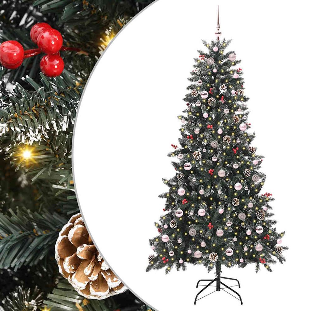 Sapin de noël artificiel vert 210 cm pvc, plastique et acier