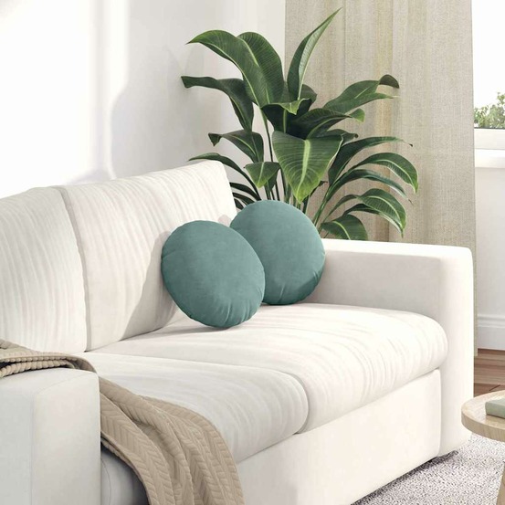 Coussins de siège 2 pcs vert mer ø30 x 13 cm velours