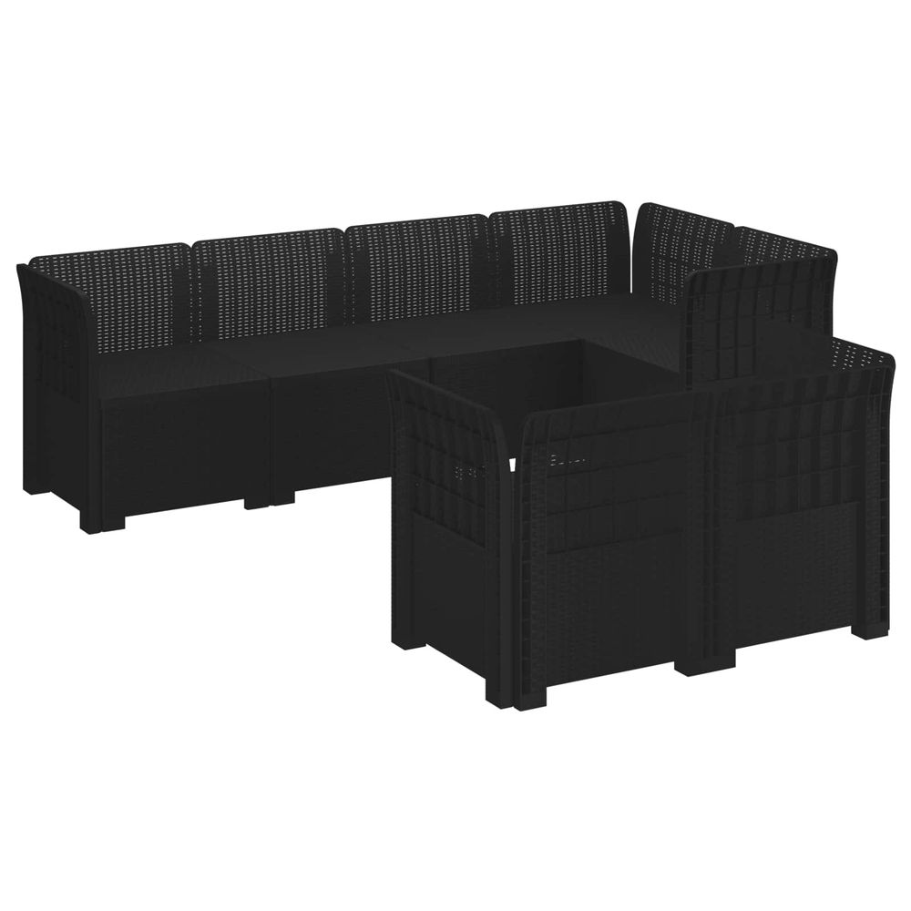 Canapé de jardin 7 places look rattan pp anthracite