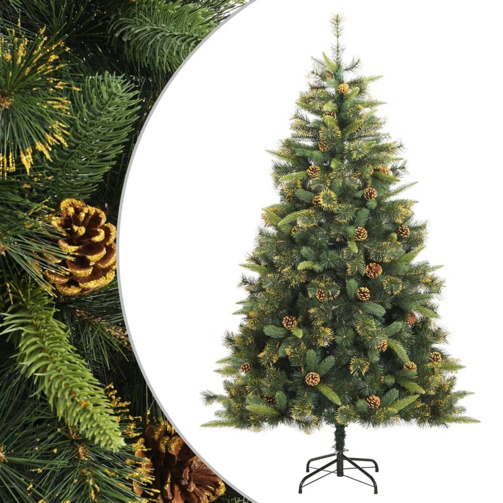 Sapin de noël artificiel articulé avec pommes de pin 240 cm