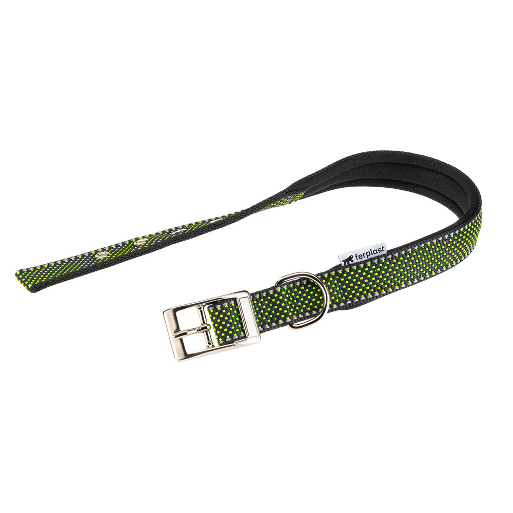 Collier pour chiens réfléchissant rembourré daytona deluxe c25/53, réglable, boucle en métal, noir-vert