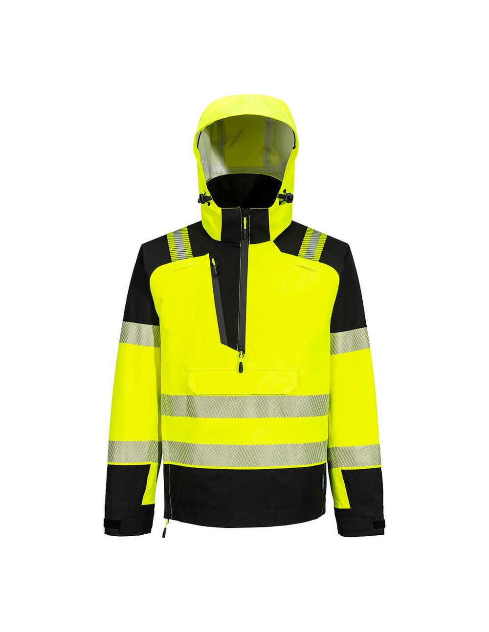 Veste imperméable à capuche haute visibilité pw3 (3l) - taille l - jaune/noir - portwest