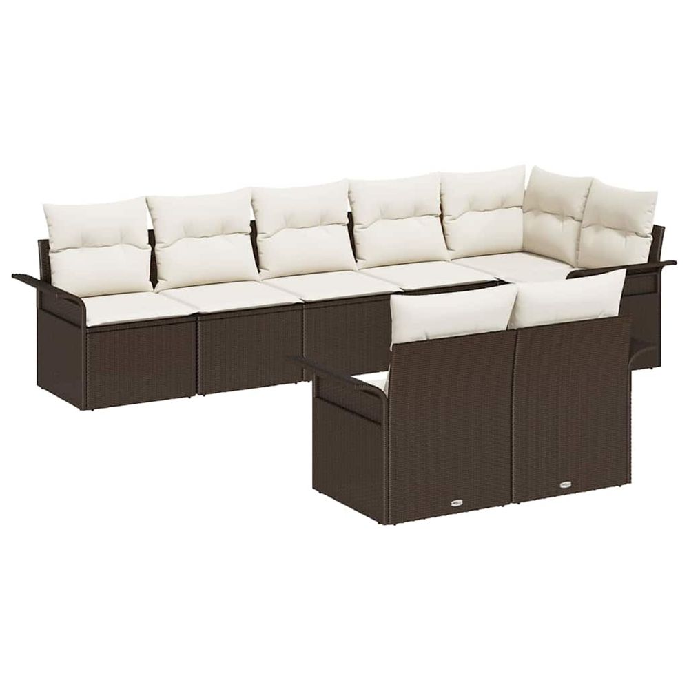 Ensemble de canapé de jardin 8 pc marron polyrotin