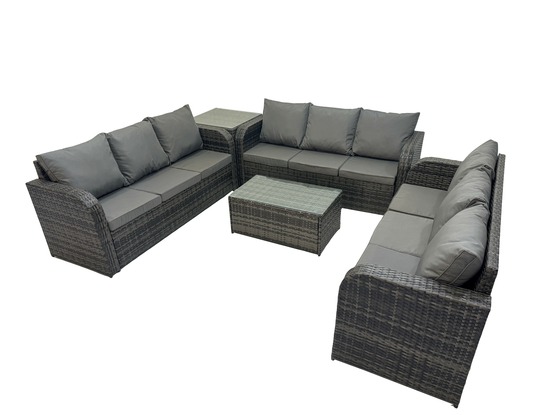 Ensemble de canapés en rotin 9 places salon de jardin avec table basse rectangulaire canapé 3 places table d'appoint
