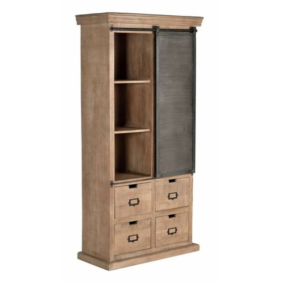 Vaisselier 4 tiroirs bois-fer marron - ildéa décoration d'autrefois