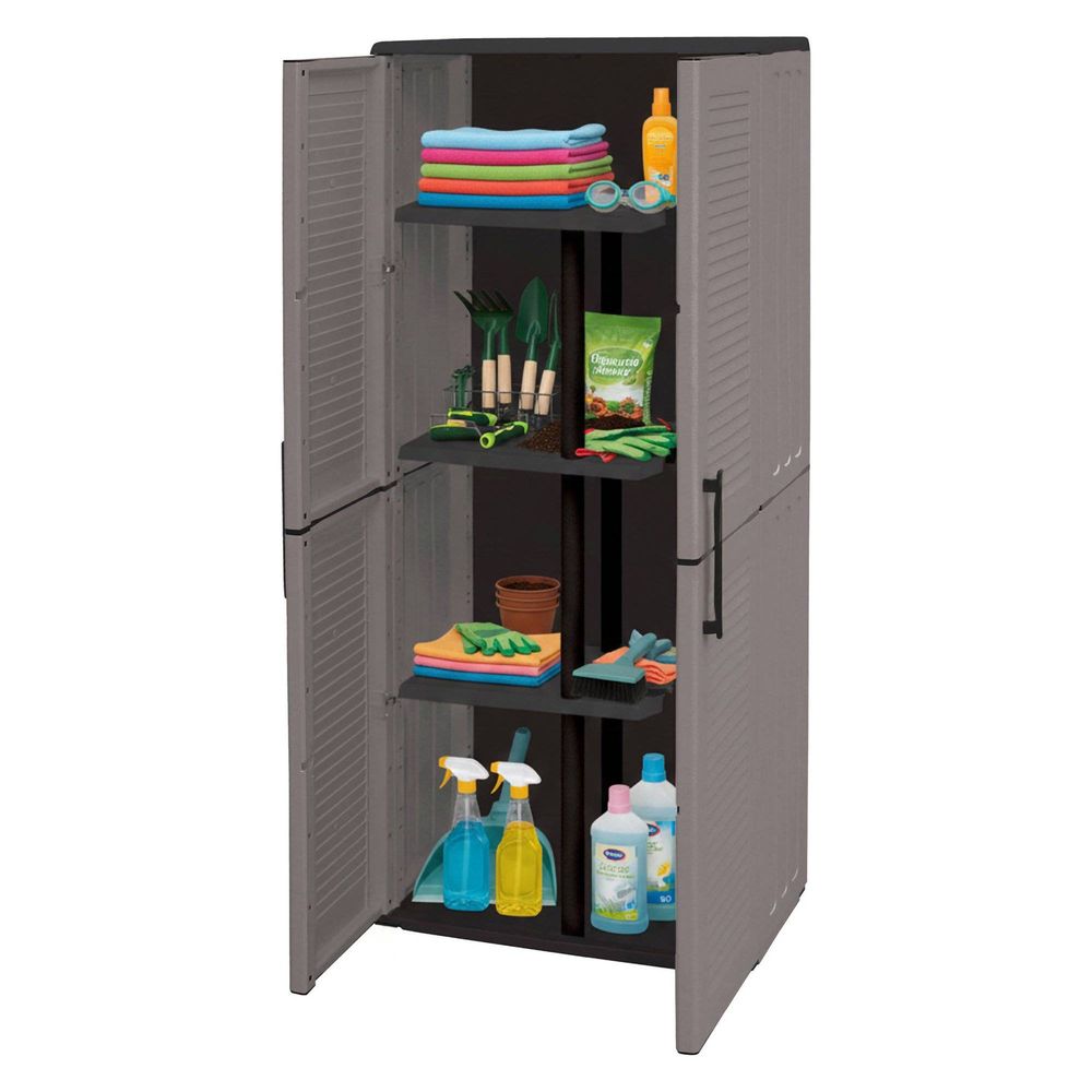 Armoire d'extérieur arabel, 3 étagères 68x37x163h cm gris