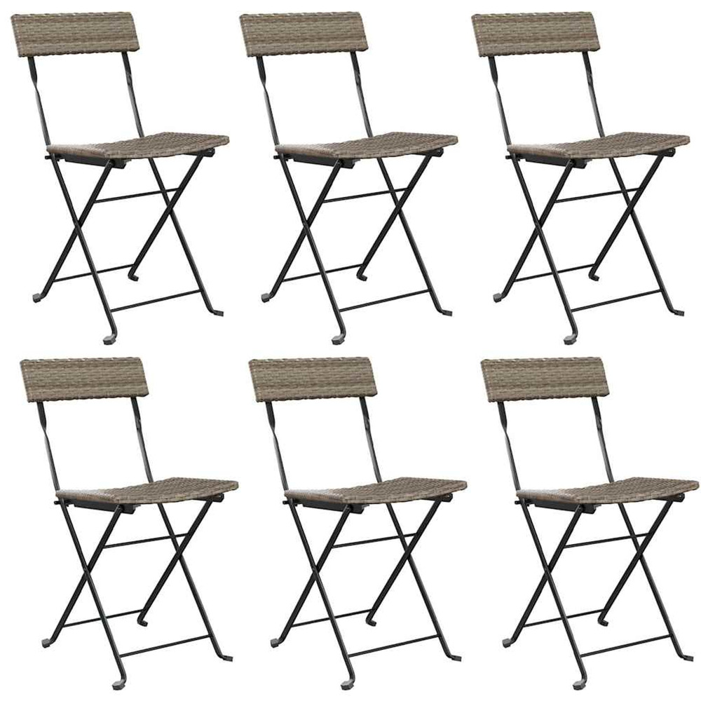 Chaises de bistrot pliantes lot de 6 gris résine tressée acier