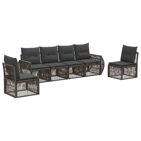Ensemble de canapé de jardin 6 pc gris et gris foncé polyrotin