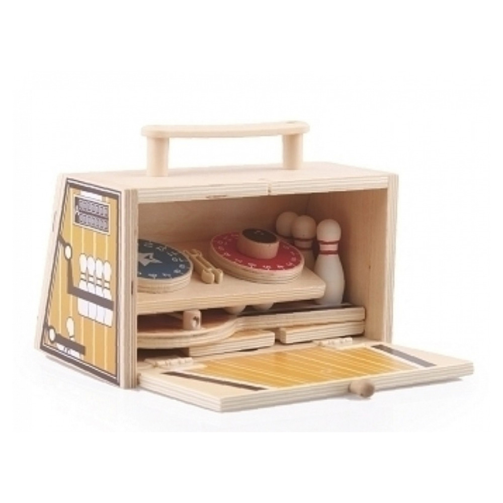 Ancienne Malette De Jeu En Bois Complète - Plusieurs Jeux De Société Vintage
