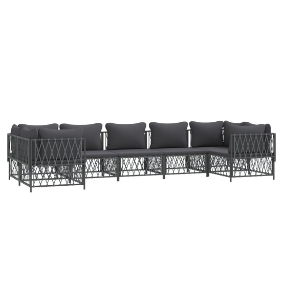 Salon de jardin meuble d'extérieur ensemble de mobilier 7 pièces avec coussins anthracite acier