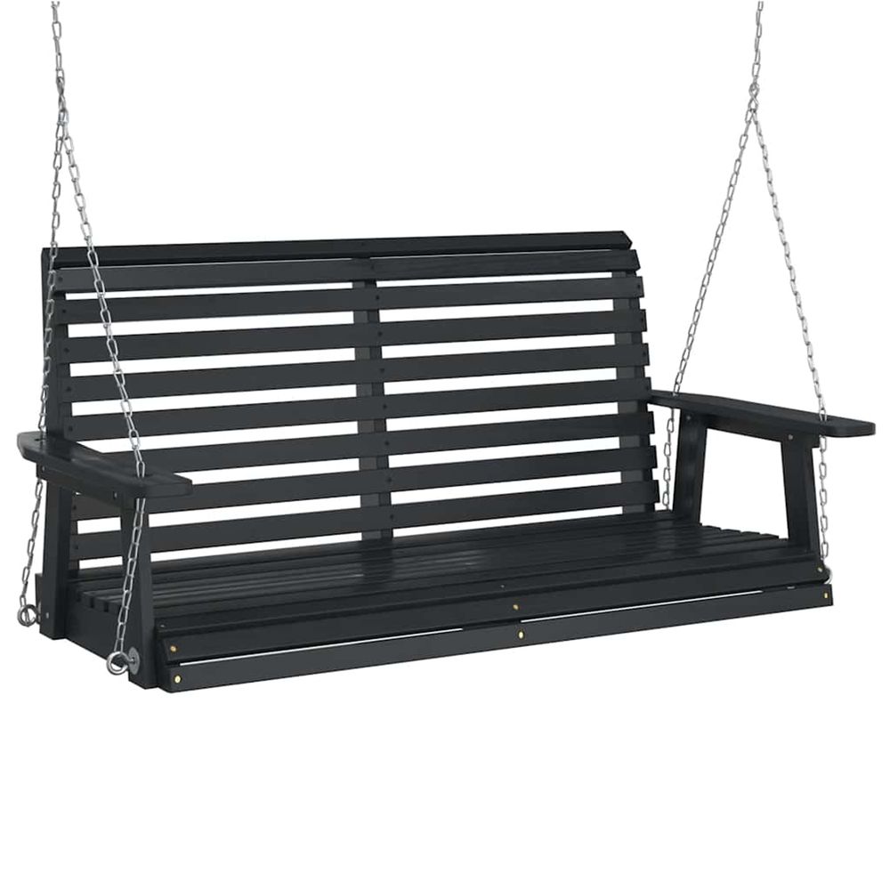 Banc de balançoire de jardin chaînes en métal bois massif sapin