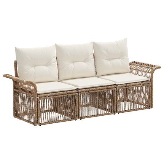 Ensemble de canapé de jardin 3 pc beige polyrotin