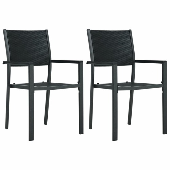 Chaises de jardin lot de 2 noir plastique aspect de rotin
