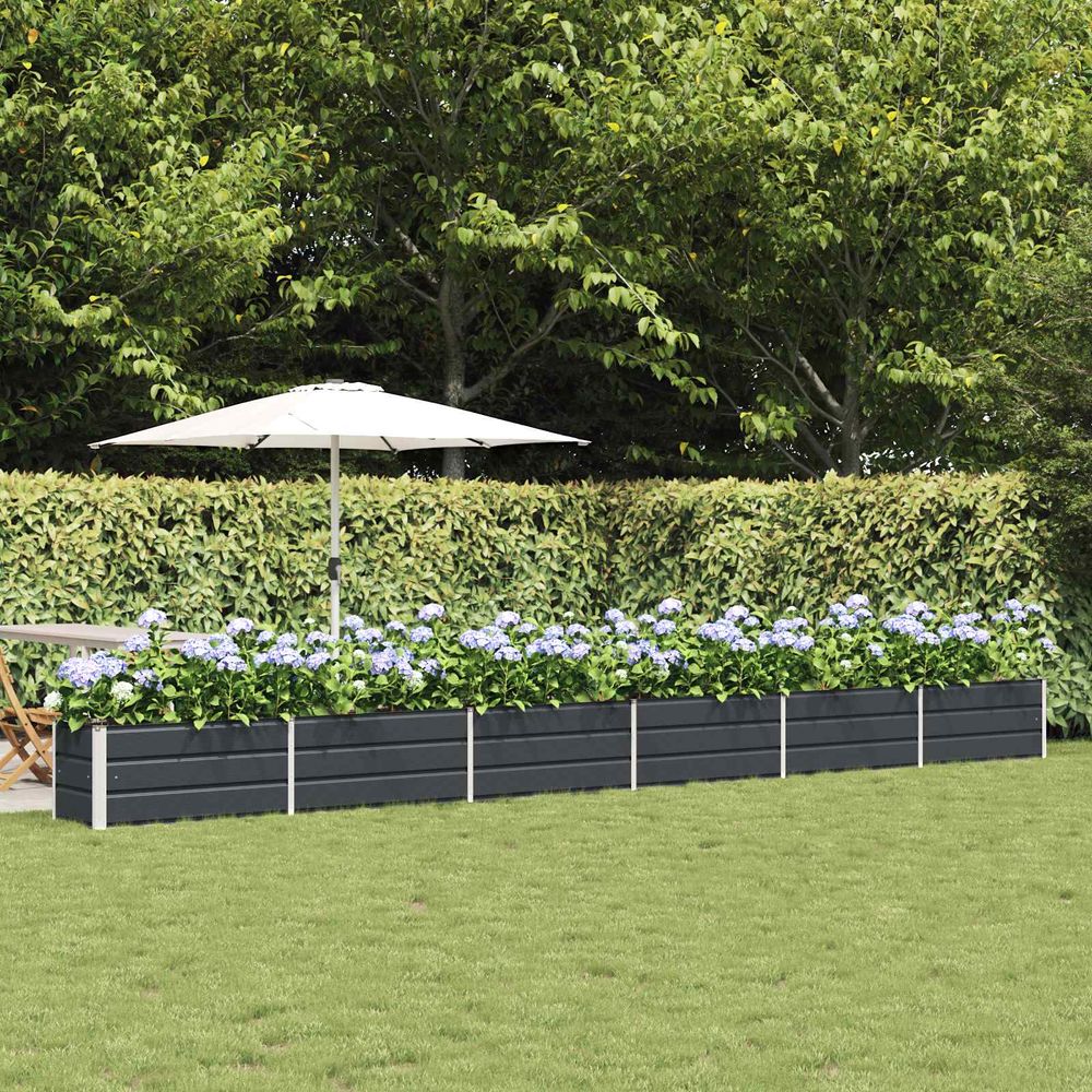 Très longue jardinière en acier galvanisé pour jardin terrasse 580x50x45 cm anthracite