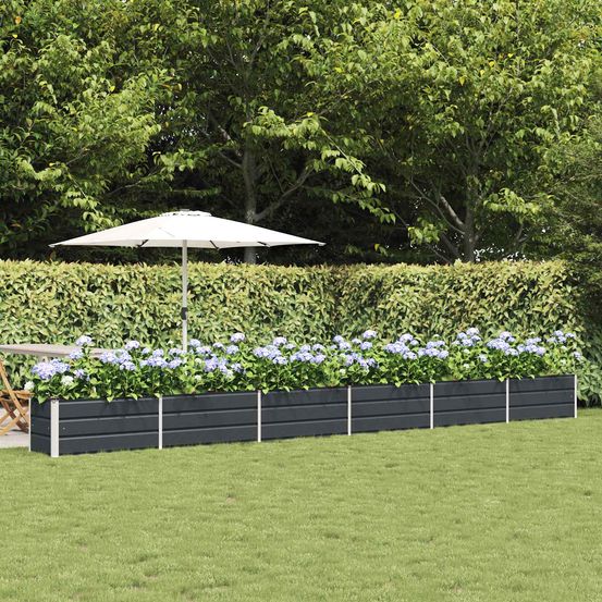 Très longue jardinière en acier galvanisé pour jardin terrasse 580x50x45 cm anthracite