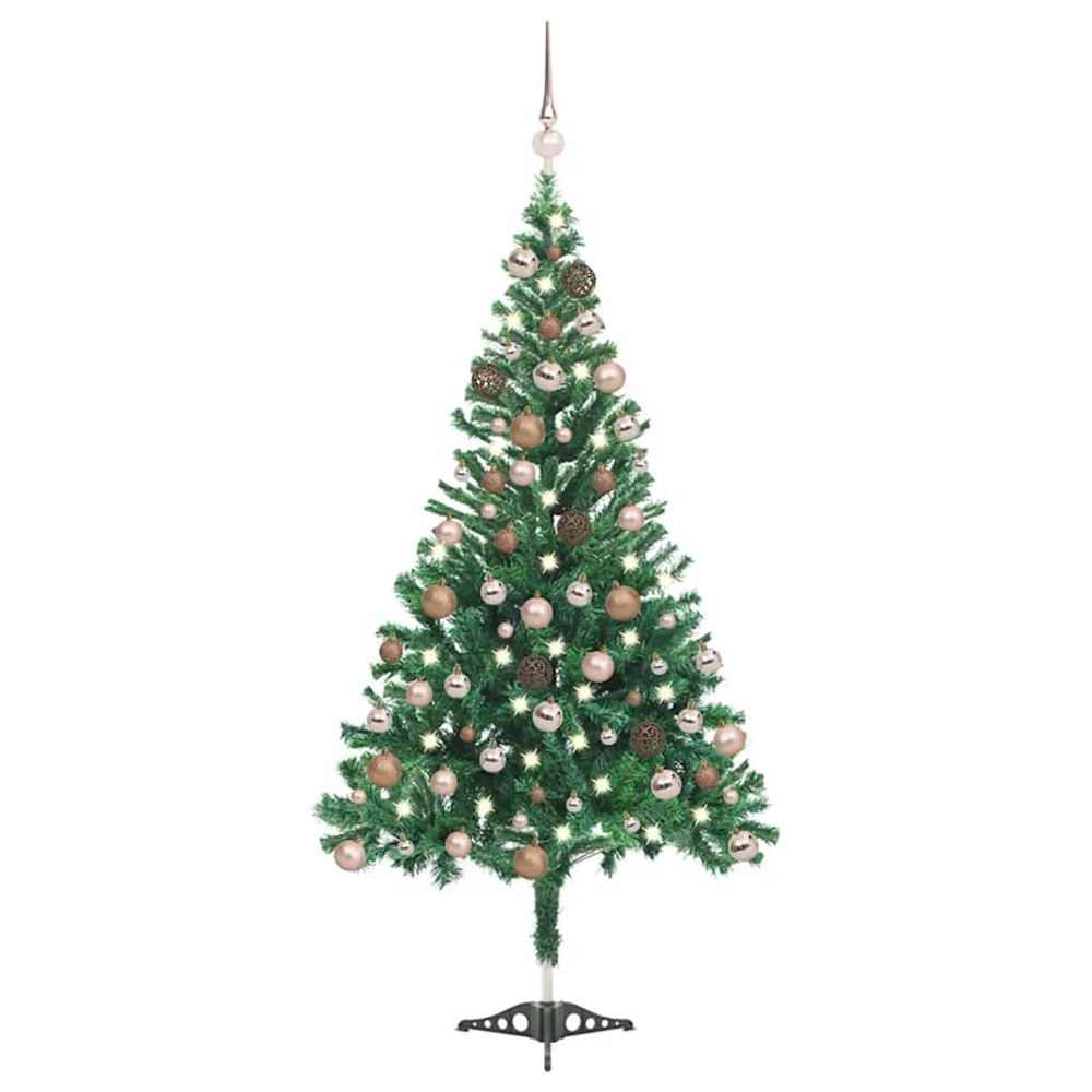 Arbre de noël artificiel pré-éclairé/boules 120 cm 230 branches