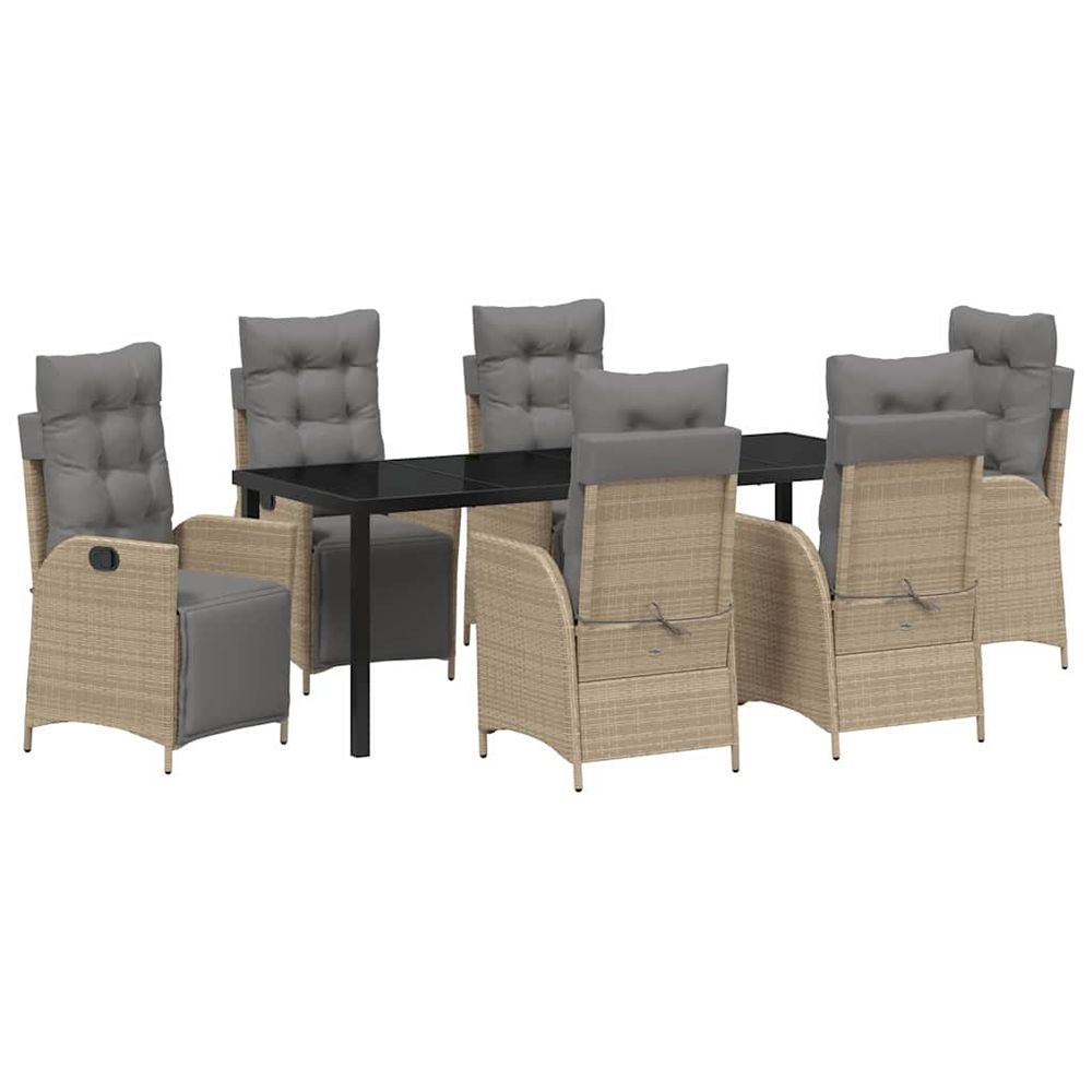 Ensemble de salle à manger pour jardin 7 pc beige polyrotin
