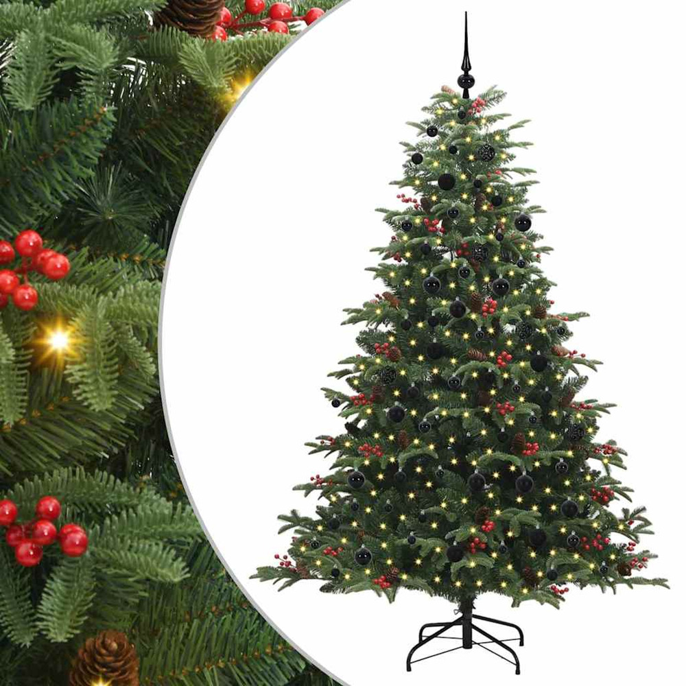 Sapin de noël artificiel vert 210 cm pvc, métal et plastique