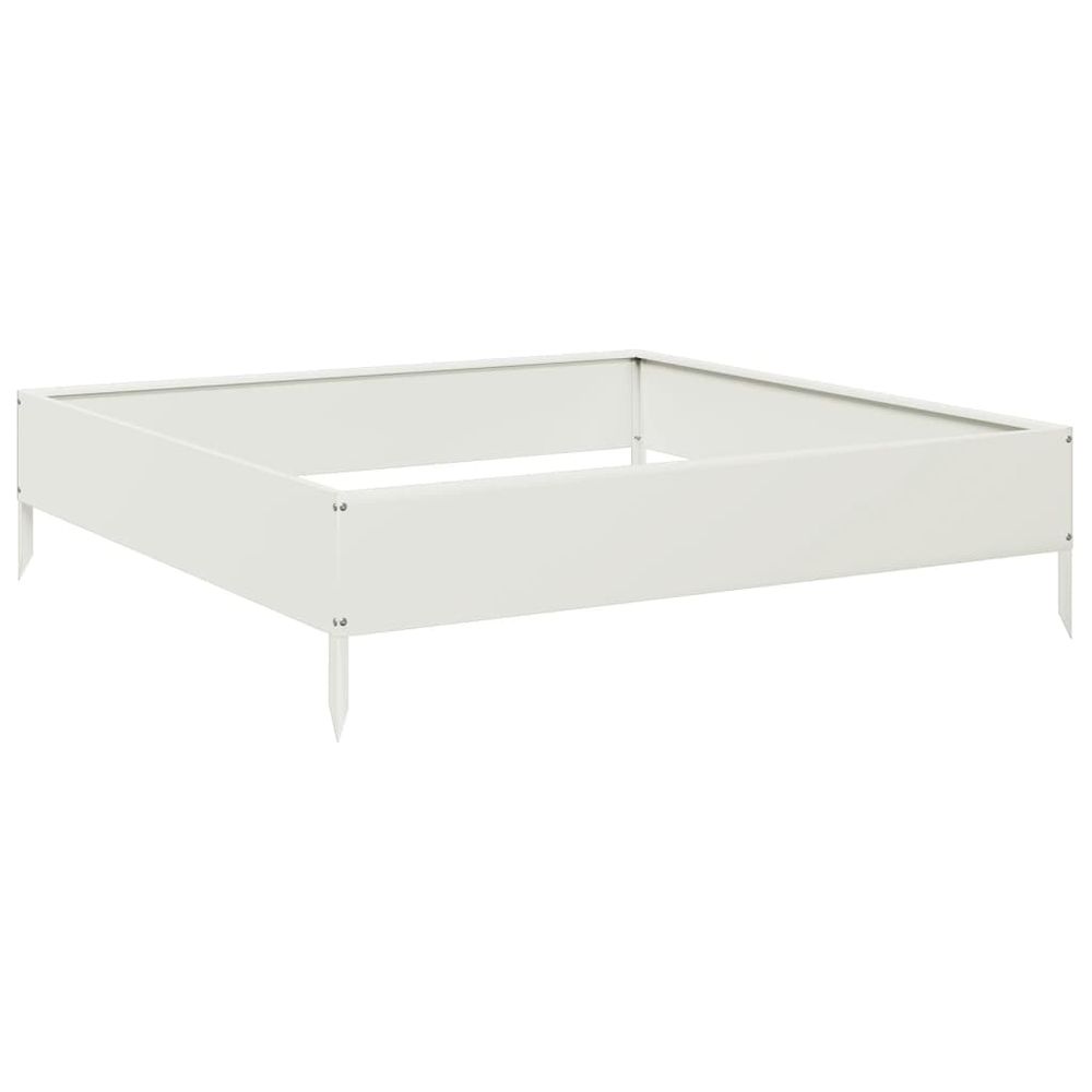 Lit surélevé de jardin blanc 100x100x26 cm acier