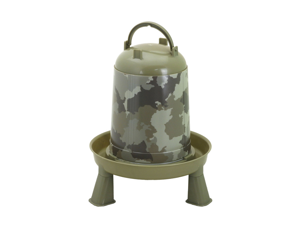 Abreuvoir camouflage nature 5 litres sur pieds poules, volailles