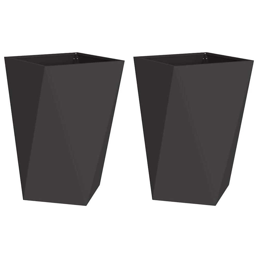 Jardinière 2 pcs noir 50 x 50 x 75 cm acier