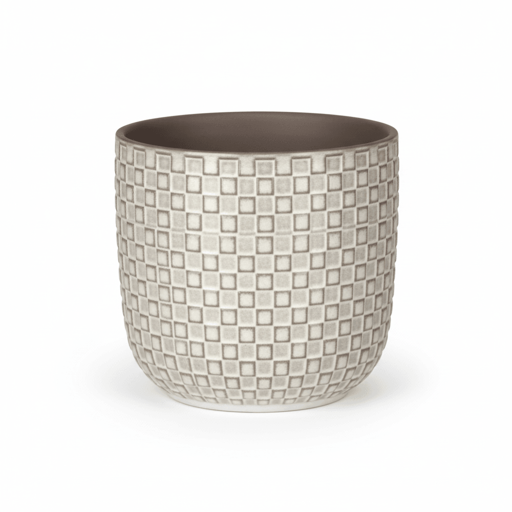 Pot de fleurs en relief blanc - d.13,5cm
