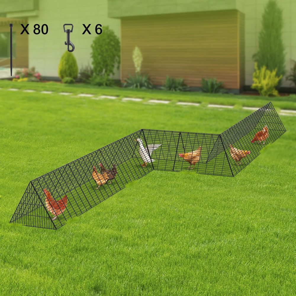 Enclos poulailler 729x200x61,5 cm, tunnel pour cour, portable extérieur, 2 ensembles, poulets canards lapins