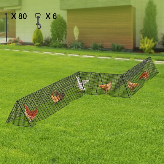 Enclos poulailler 729x200x61,5 cm, tunnel pour cour, portable extérieur, 2 ensembles, poulets canards lapins