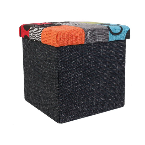 Pouf coffre de rangement patchwork