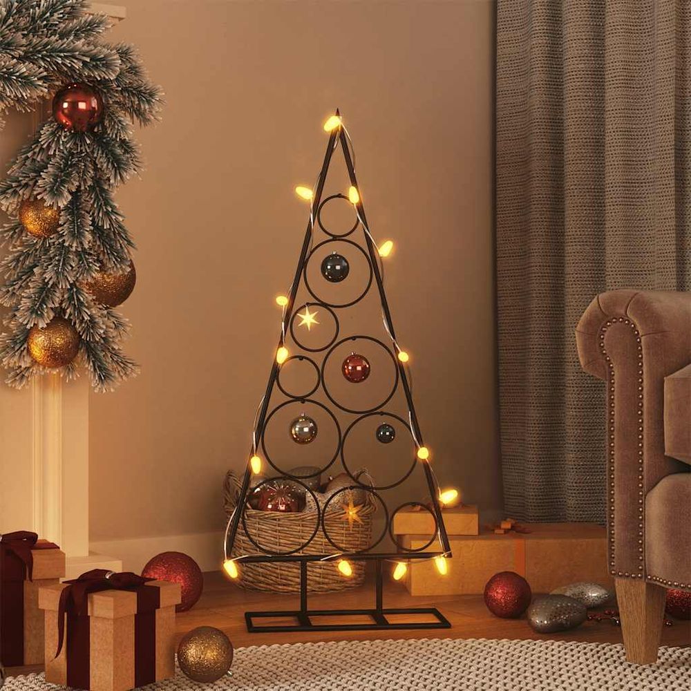 Sapin de noël spirale en métal à décorer pour intérieur et extérieur noir 90 cm