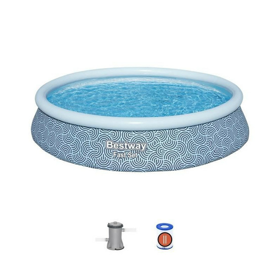 Kit piscine gonflable bestway - fast set - 396 x 84 cm - ronde (filtre a cartouche, 1 cartouche)