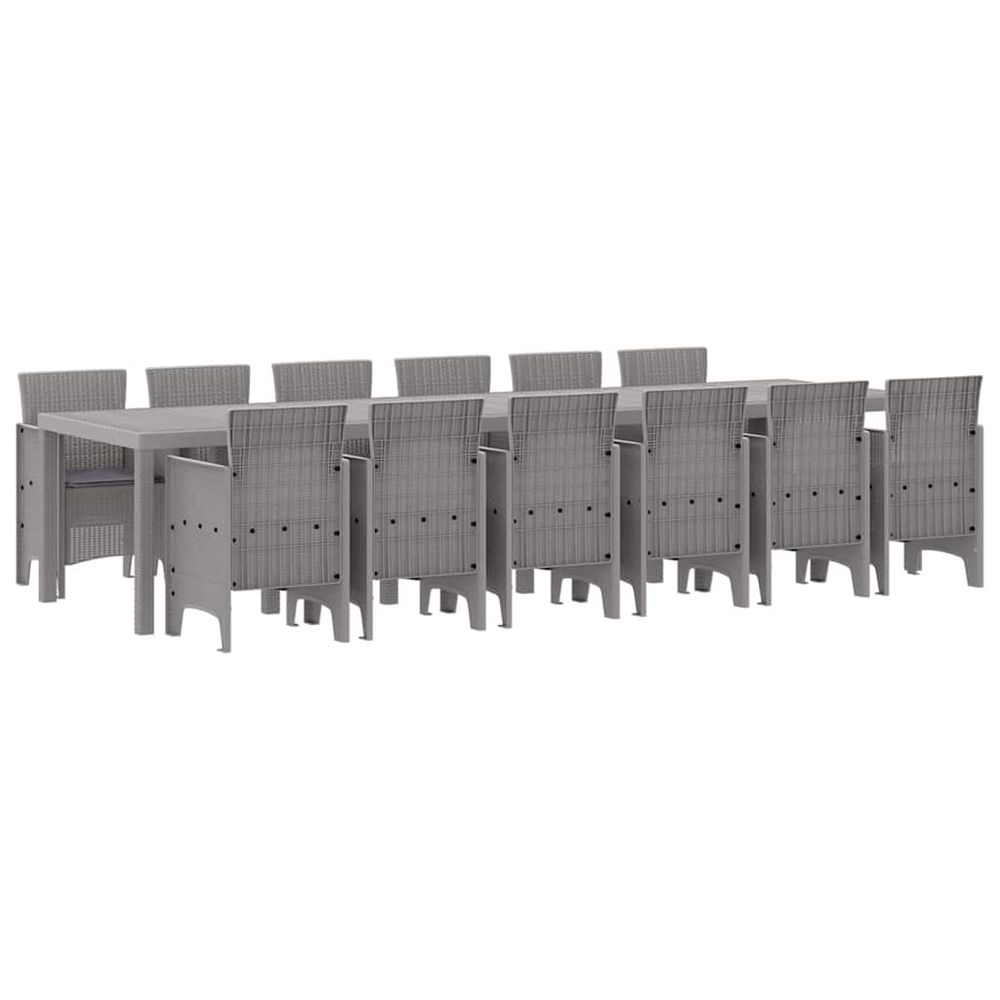 Ensemble de salle à manger pour jardin 13 pc gris clair