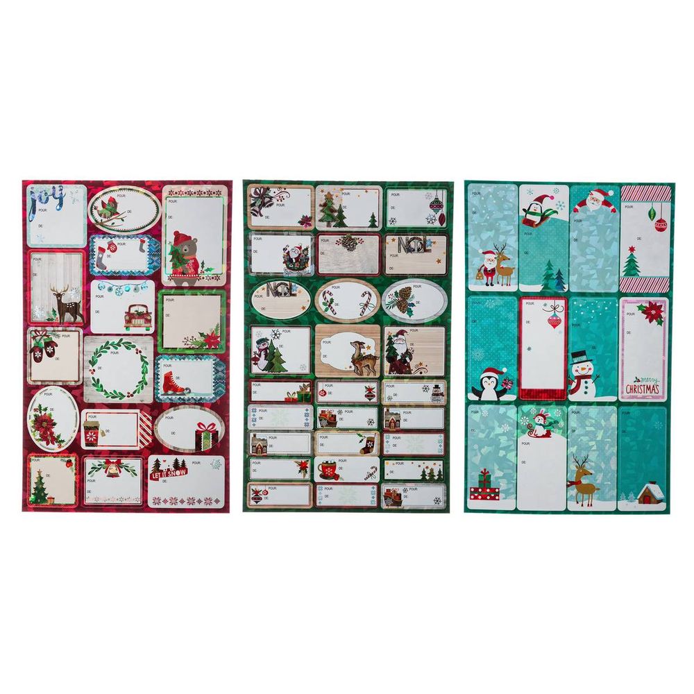 Planches de 27 étiquettes cadeaux autocollantes laser
