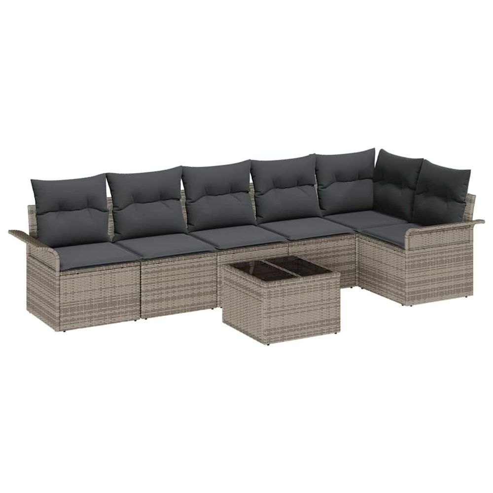 Ensemble de canapé de jardin 7 pc gris polyrotin