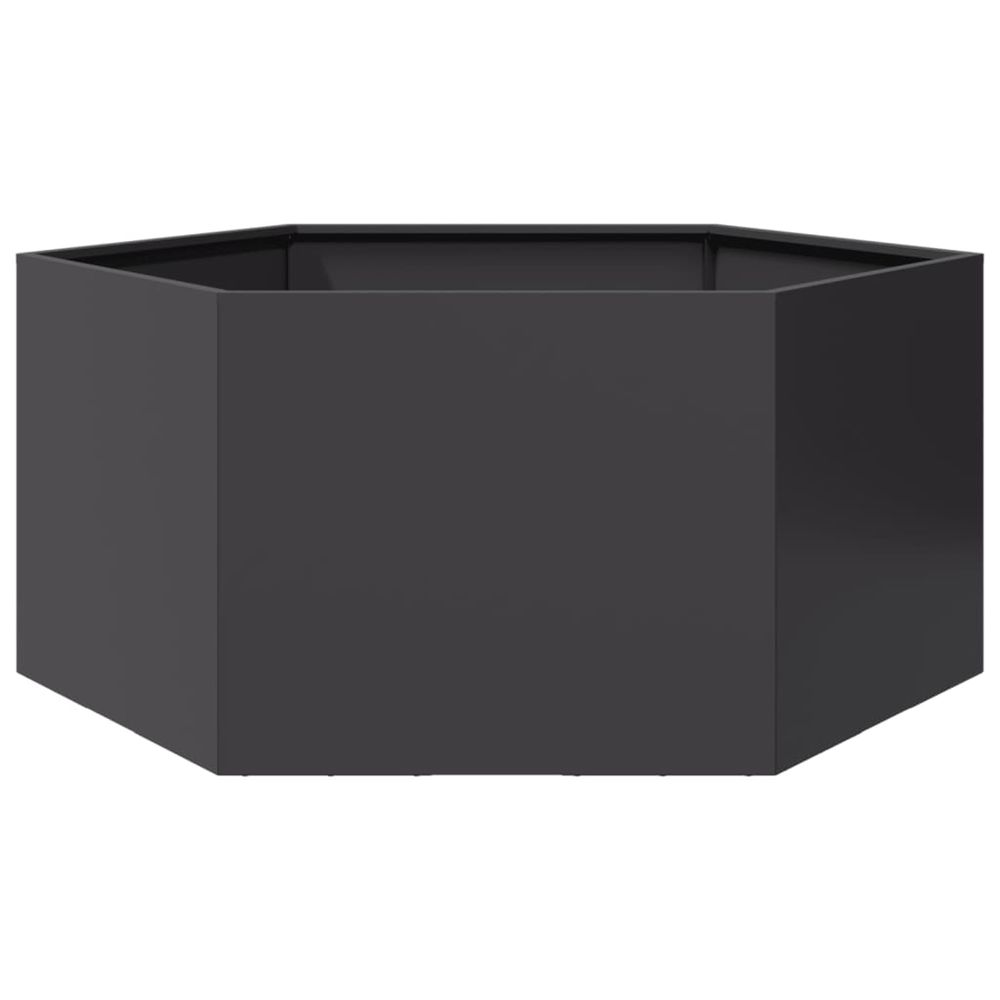Jardinière d'extérieur noir hexagone 104x90x45 cm acier