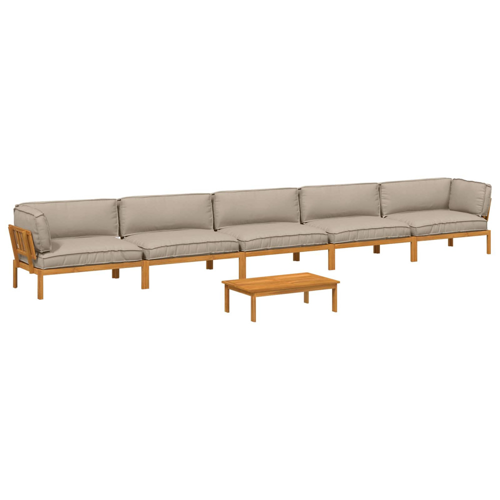 Ensemble de canapés uni 6 pcs taupe bois d'acacia massif