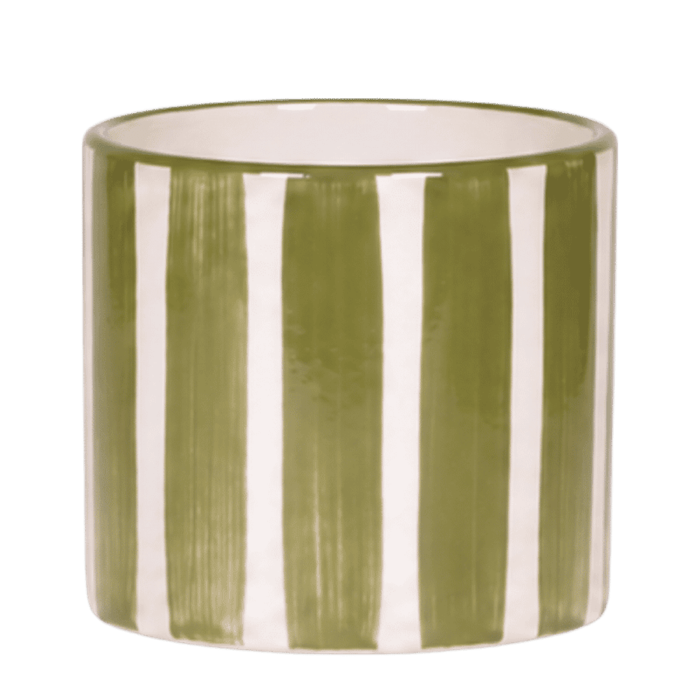 Cache-pot painted stripe vert - ø12 cm x h12 cm