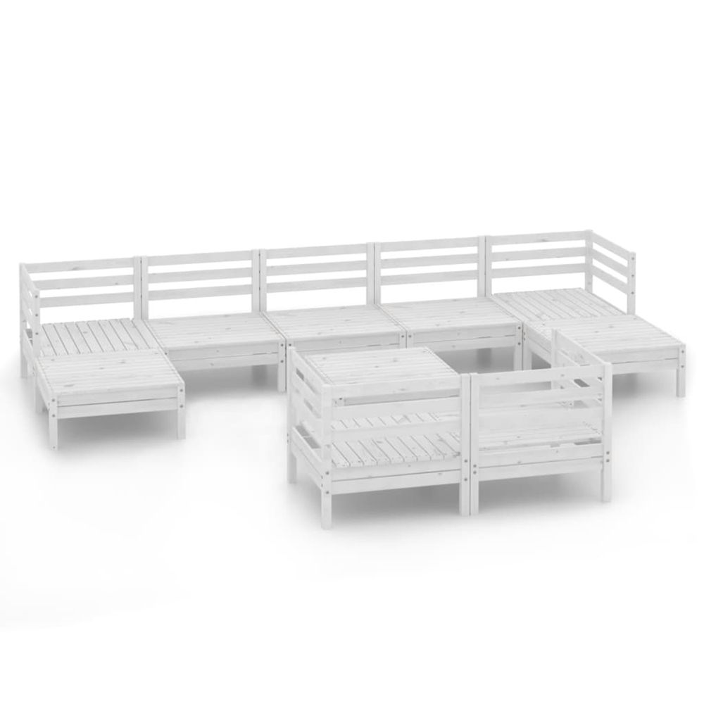Salon de jardin 10 pcs blanc bois de pin massif